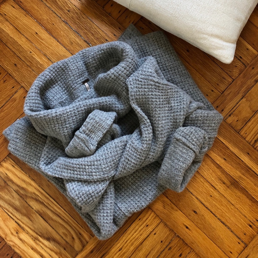 Free People Gray Wool Cowl Neck Oversized Sweater